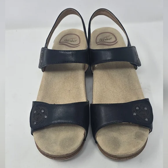 Dansko women eu 39 us 9 sonnet sandals shoes black leather strappy summer gorpco - Picture 5 of 11
